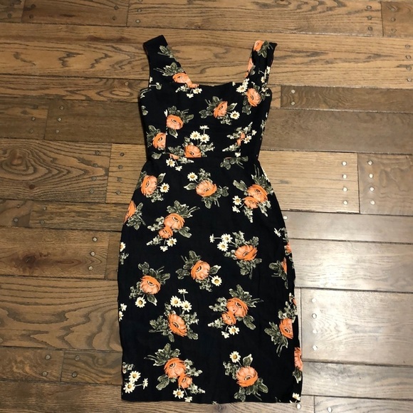 Reformation Floral Square Neck Midi Sheath Dress - Picture 1 of 5